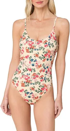 Andie Swim The Liku Long Torso One-Piece Swimsuit in Riviera Floral at Nordstrom, Size X-Large