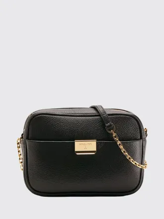 Patrizia Pepe Mini borsa a tracolla in pelle martellata con logo inciso