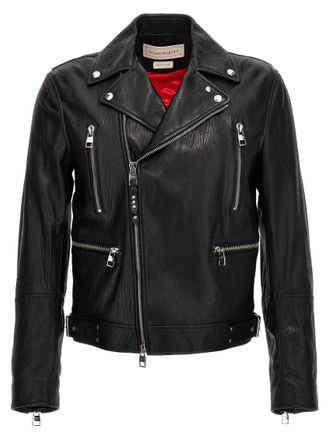 Alexander McQueen Black Texture leather jacket