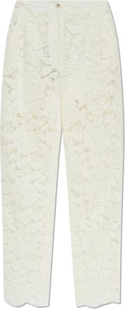 Dolce & Gabbana Kanten broek - Dames - Straight fit broeken - Beige - S - Broeken