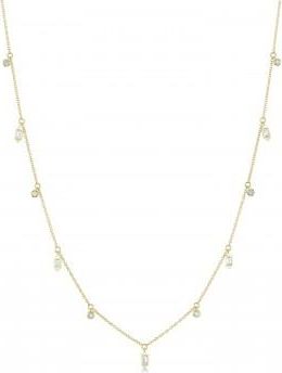 Allurez Diamond Baguette Bezel Dangle Pendant Necklace 14K Yellow Gold (0.38ct)