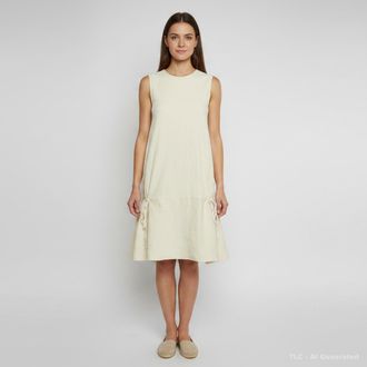 Victoria Beckham Cream Tiered Cotton Blend Cloqu&eacute; Mini Dress