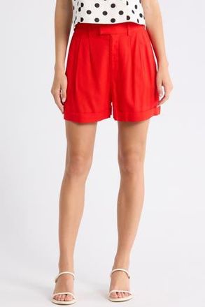 Wayf Pleated Linen Blend Shorts in Red at Nordstrom Rack, Size X-Small