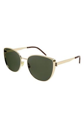 Saint Laurent 61mm Cat Eye Sunglasses in Gold at Nordstrom