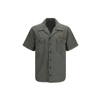 Dolce & Gabbana Gray Cotton Shortsleeve Mens Shirt