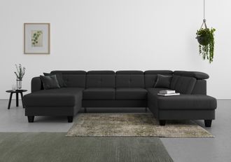 Sit&more Wohnlandschaft »Belluci U-Form« Kopfteilverstellung und Federkern, wahlweise mit Bettfunktion