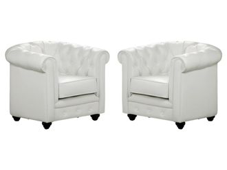 VENTE-UNIQUE.COM Sill&oacute;n cl&aacute;sico piel sint&eacute;tica blanco