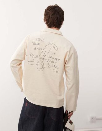 Deus Specter - Camicia color crema a punto smock-Bianco