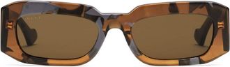 Gucci graphic-print rectangular-frame sunglasses - women - Acetate - One Size - Brown