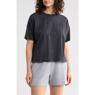 90 Degree by Reflex Stone Wash Boxy Crop T-Shirt in Black at Nordstrom Rack, Size X-Small