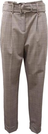 Michael Kors Wollen broek met ruitpatroon - Dames - Straight fit broeken - Grijs - M - Wol - Broeken