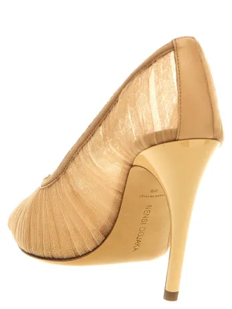Nensi Dojaka Tulle with Leather Details Pumps - Beige