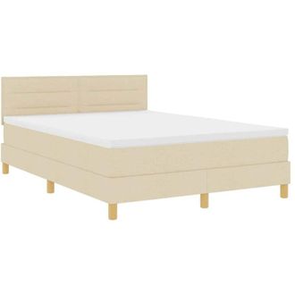 vidaXL Box Spring Bed with Mattress Cream 160 x 200 cm Fabric vidaXL