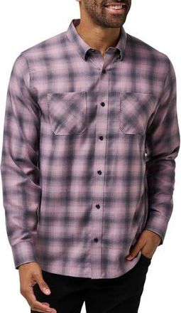 Travis Mathew Cloud Plaid Flannel Button-Up Shirt in Elderberry/Total Eclipse at Nordstrom Rack, Size Small