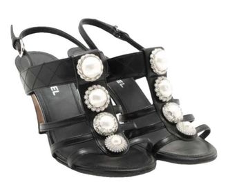 Chanel Faux Pearl Embellished Sandals Size 41