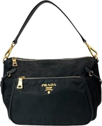 Prada Pre-owned Shoulder Bags, female, Black, Size: ONE SIZE Pre-owned Vintage Nylon Shoulder Bag