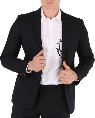 Roberto Cavalli Mens Black Wool-Blend 2 Pc Suit, Brand Size 46 (US Size 36)