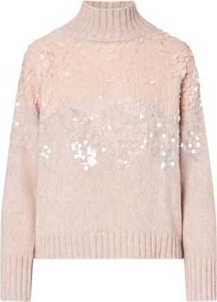 Liu Jo Jersey de cuello alto de lana con pedrer&iacute;a - Knitwear - Mujer - Rosa - M