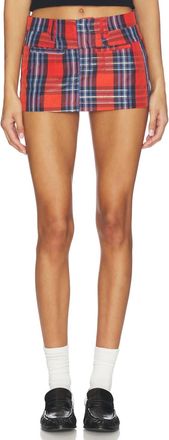 Free People Micro Plaid Mini Skirt In Red Squash