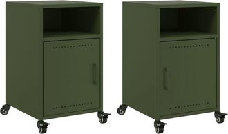 vidaXL Bedside Cabinets 2 pcs Olive Green 36x39x59 cm Steel Vidaxl