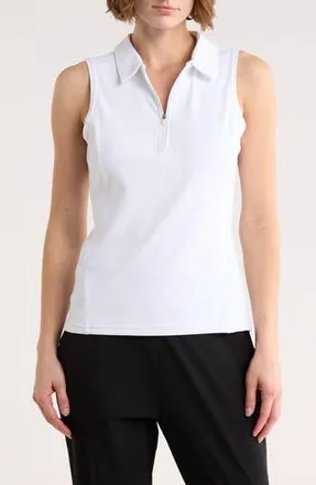Zella Replay Half Zip Polo Tank in White at Nordstrom Rack, Size X-Small