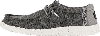 HeyDude Mens Wally Linen Sneaker, Black/White, 12 UK