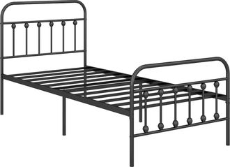 HOMCOM 3ft Metal Single Platform Bed Frame W/ Underbed Storage Headboard Black | TJ Hughes