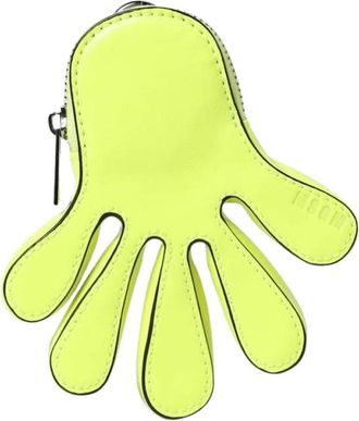 Msgm Neon Gele Handvormige Portemonnee - Heren - Portefeuilles - Geel - ONE Size - Leer - Accessoires