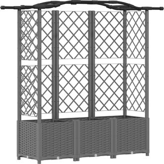 vidaXL Cama Elevada Con Trellis Y Techo Gris Claro 163 X 40 X 138 Cm Vidaxl