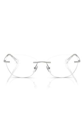Emporio Armani 55mm Phantos Optical Glasses in Shiny Silver /Demo Lens at Nordstrom