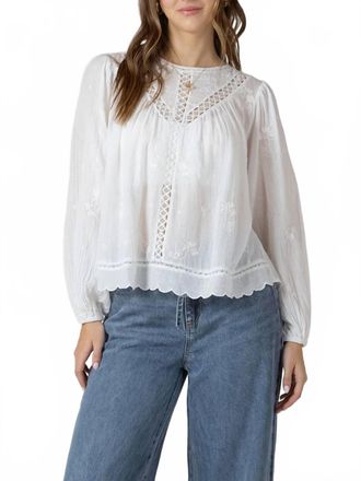 Dex Clothing Crochet Detail Embroidered Blouse In White