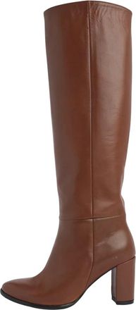 L'Arianna Hoge Nappa Leren Laars - Dames - Laarzen met Hak - Bruin - 40 1/2 EU - Leer - Schoenen