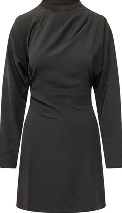 Ganni Cady Crepe Jurk - Dames - Korte kleedjes - Zwart - M - Polyester - Kleedjes