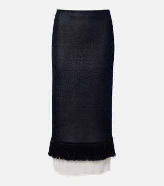 Bottega Veneta Falda midi de punto de seda