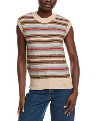 Minnie Rose Textured Stripe Cashmere-Blend Sweater Tank