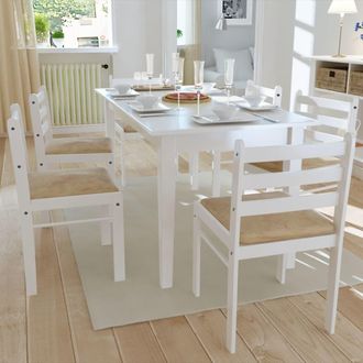 vidaXL Vidaxl - Sillas De Comedor 6 Unidades Madera Maciza Y Terciopelo Blanco