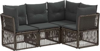 vidaXL Conjunto De Sof&aacute;s De Jard&iacute;n 4 Uds. Gris Rat&aacute;n Sint&eacute;tico Vidaxl