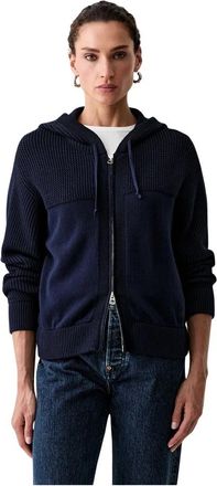 Kenzo Signature Gebreide Rits Hoodie - Dames - Vesten - Blauw - XS - Katoen - Truien & Vesten