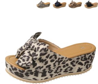 Generic 2026 New Womens High Heeled Bow-Knot Platform Wedge Sandals, Anti-Slip Thick Sole Slingback Open Toe Dressy Summer Sandals (Brown1,5.5)