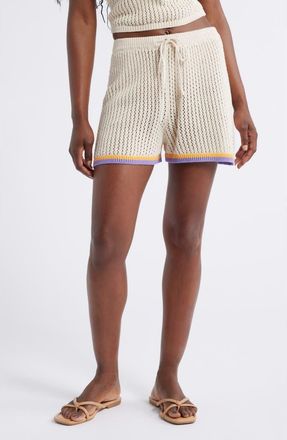 Rip Curl Cala Vadella Crochet Shorts in Off White at Nordstrom, Size X-Small