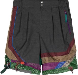 Kolor colour-block layered shorts - men - Polyester/Wool/Nylon/Polyester - 2 - Grey