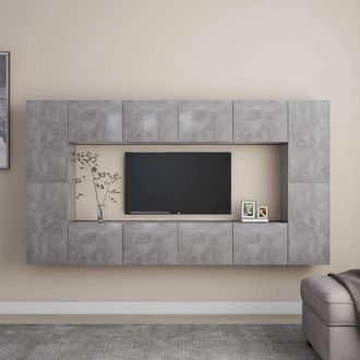 Berkfield Home 8 Piece TV Cabinet Set Concrete Grey Engineered Wood