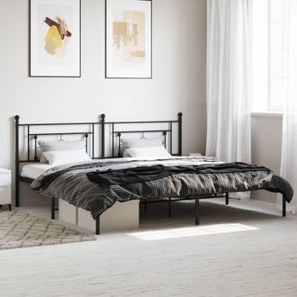 vidaXL Estructura Cama Sin Colch&oacute;n Con Cabecero Metal Negro 200x200 Cm Vidaxl