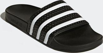 adidas Badesandale ADIDAS ORIGINALS ADILETTE, Gr. 40,5, schwarz-weiss (core schwarz, wei&szlig;, core schwarz), Synthetik, Schuhe Badesandale, Badelatschen