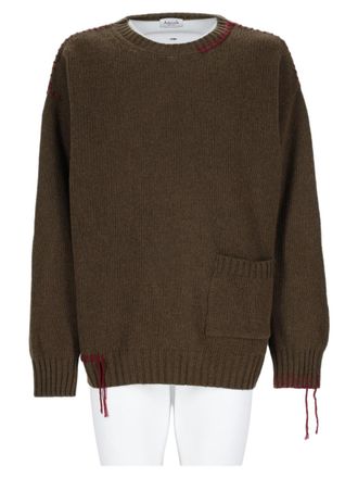 Amish Chunky Knit Cropped Sweater With Distressed Details