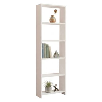 Dmora Estanter&iacute;a Piubega, Biblioteca 5 Estantes, Instalaci&oacute;n Libre, Estructura Vertical, 50x20x160h Cm Blanco