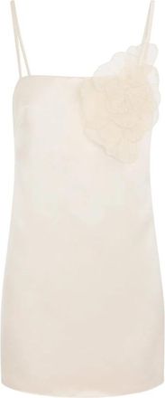 Elisabetta Franchi Korte Jurk met Maxi Bloem Appliqu&eacute; - Dames - Korte kleedjes - Beige - XL - Kleedjes