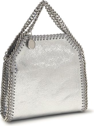 Stella McCartney Womens Metallic Falabella Handbag Silver Polyester Handbags Hand Bags