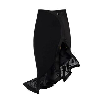 Elisabetta Franchi Midi Skirts, female, Black, Size: M Ruffled-Hem Wrap Midi Skirt