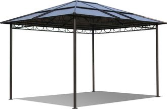 Quick-Star Metall Garten Hardtop Pavillon 3x3,6m Doppelstegplatten Polycarbonat Dach Wasserdicht